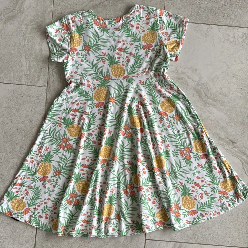 Sweet Bamboo - Swirly Girl Dress w/Cap Sleeve - Pineapple Floral